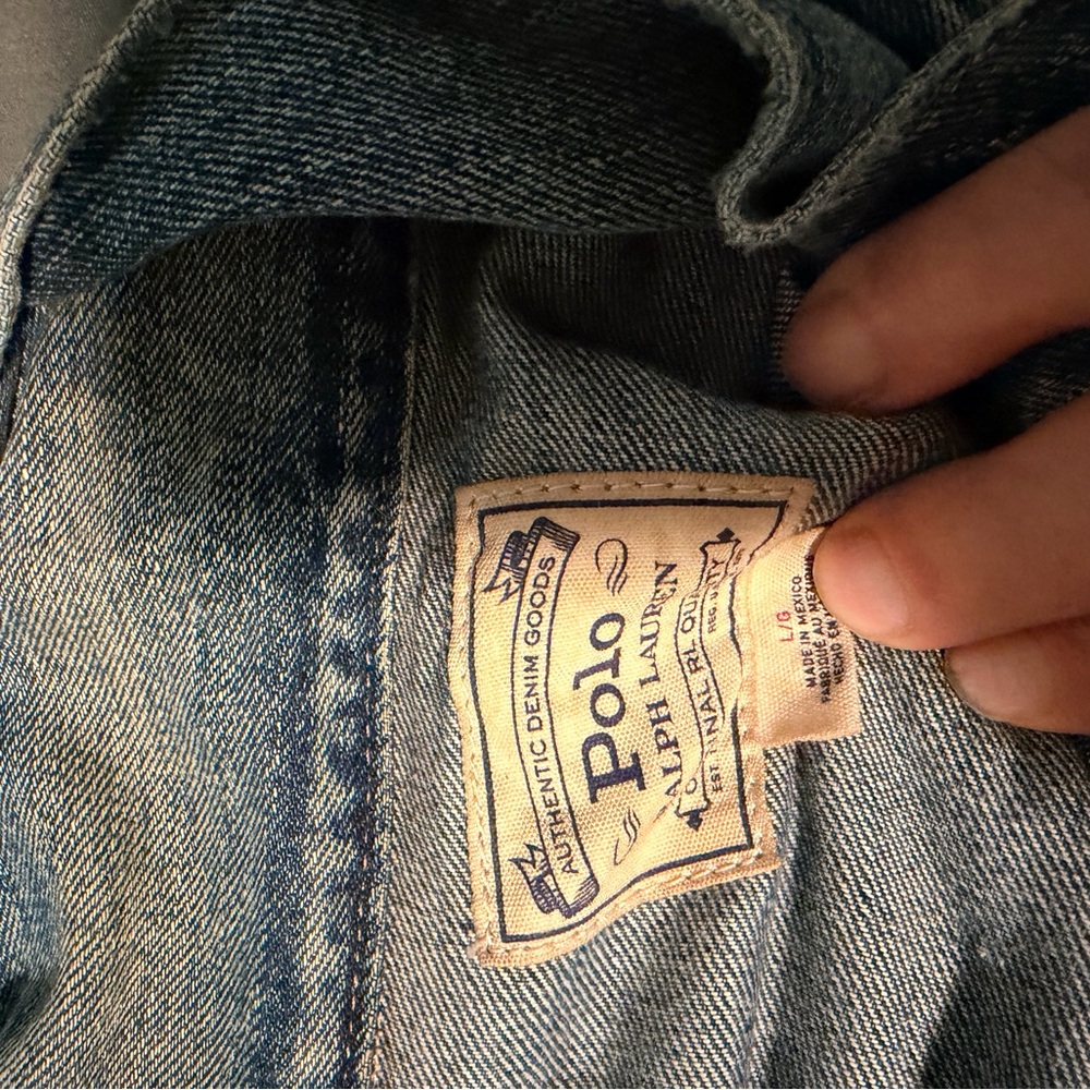 Ralph Lauren Blue Denim Jacket with Flag Patch - Picture 3 of 7